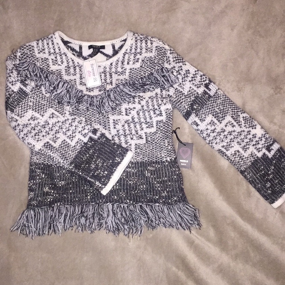 Girls - Sweater. Dark Grey/cream